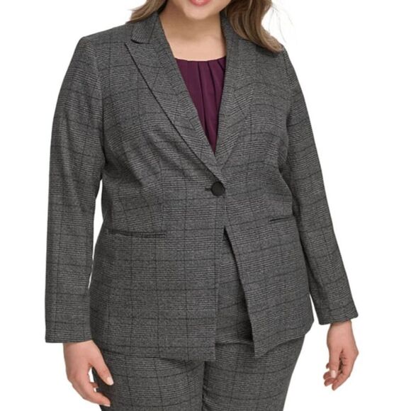 Calvin Klein Women's Plus Size Menswear One-Button Blazer Jacket 22W - Picture 1 of 7